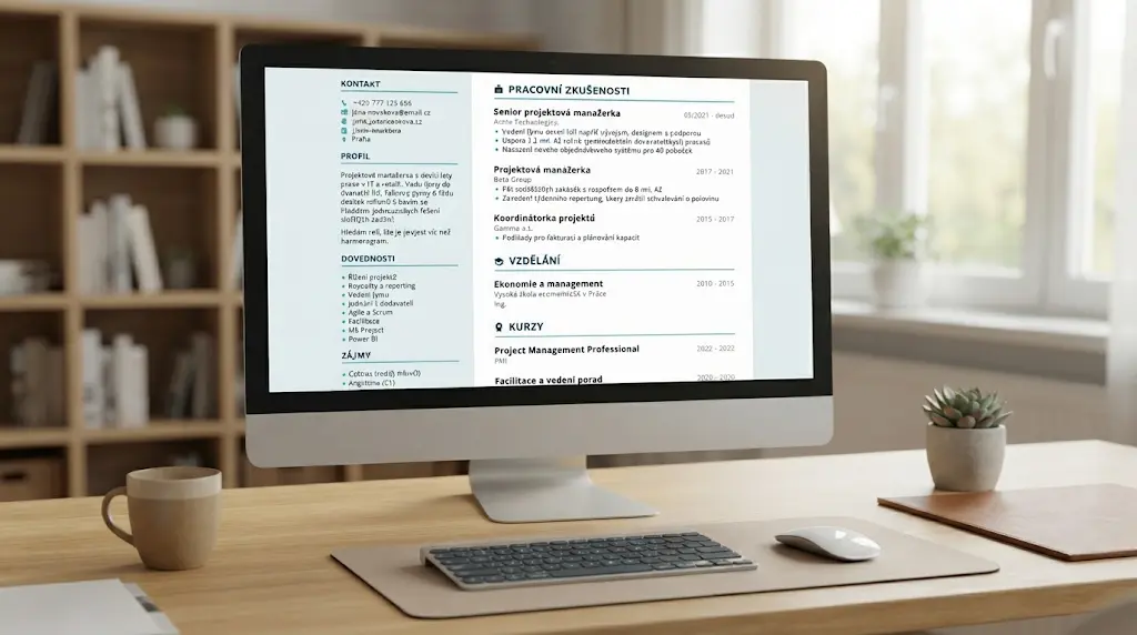 Náhled výstupu PDF životopisu z nástroje Můj životopis.